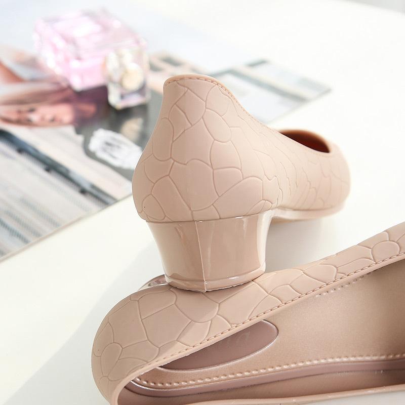 Shoelife Shallow Mouth Jelly Fashion Toc gros Cu vârf ascuțit Pantofi pentru femei cu talpă moale(Pantofii sunt cu o mărime mai mici)