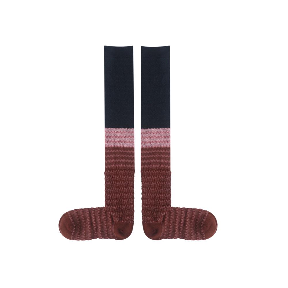Color Block Knee-High Striped Retro Slouch Socks - Embossed, Seamless, and Slimming