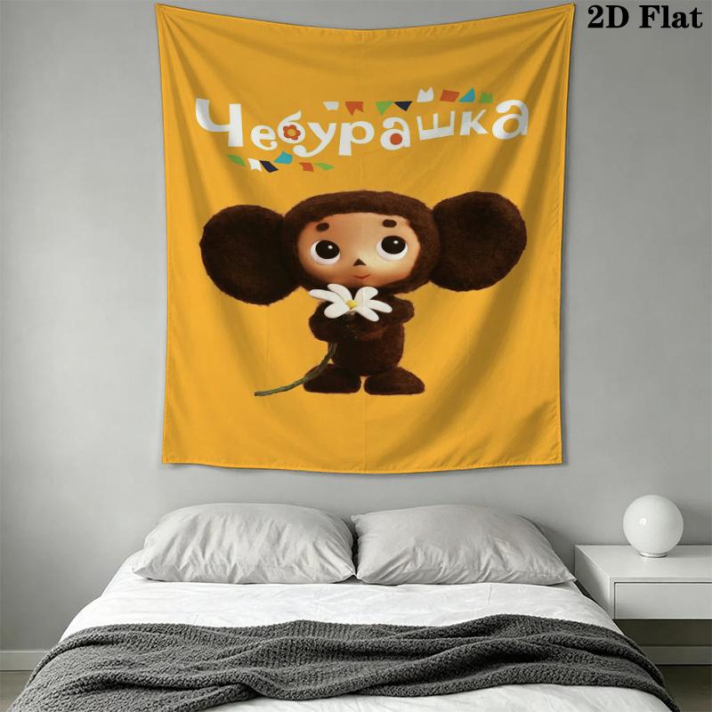 Cheburashka Wall Tapestry Aesthetic Wall Hanging Printed Fabric Blanket Decorative Tapestries for Bedroom Living Room Home Decor