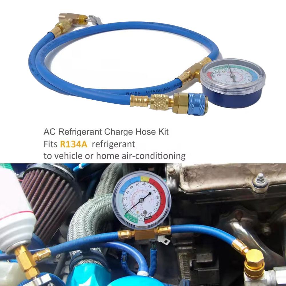 R134A Recharge Measuring Hose Can Tap Gauge Refrigerant Charging Pipe Gauge Measuring Kit Copper Auto Car Accessories