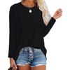 Women S Long Sleeve Round Neck Loose Fit Solid Color T Shirt