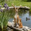 Innenbereich Eingangshalle Dekorationen Waldhirsch Kleintier Harzstatue, Elchfigur mit Kaninchen Außenbereich Terrasse Rasen Dekorationen Fuchs Igel,