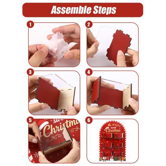 Transparent Acrylic Treat Holder Christmas Tree Wooden Candy Display Stand, Drawer Organizer for Desktop Cookie Case Party Dessert Table,