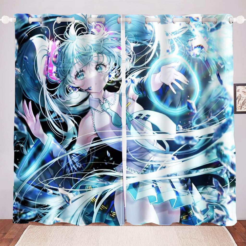Anime Girl Digital Print Curtain Cartoon Window Animation Bedroom Fashion Style Cute Home Decoration Polyester Curtains Light Blocking Made Of Decor