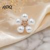 Enamel Brooch Hollow Flower Shape with Faux Pearls Anti-exposure Small Pin Secure Clasp Electroplating Process Versatile Badge for Coats Shirts Bags