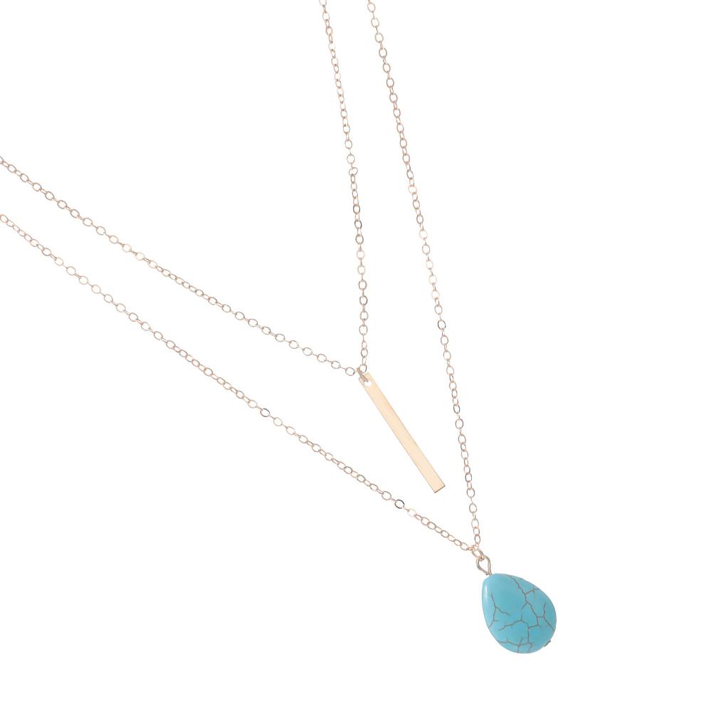 

Layered Necklace Water Droplets Shape Turquoise Tassel Plated Dainty Chain Adjustable Hypoallergenic Valentine s Birthday Gift золотой
