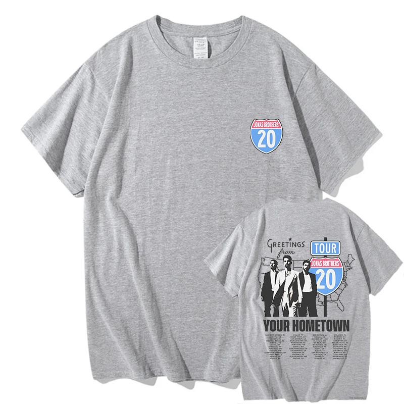 Jonas Brothers Greetings From Your Hometown T-shirts Mens Women Clothing Cotton Short Sleeves T Shirts Fashion Vintage T-shirt