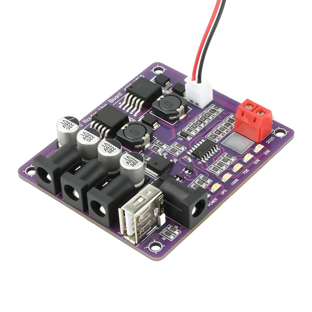 Mini Router UPS Board 40W Battery Charging Module with 4-Port Output Surge Protection for Stable Power Supply