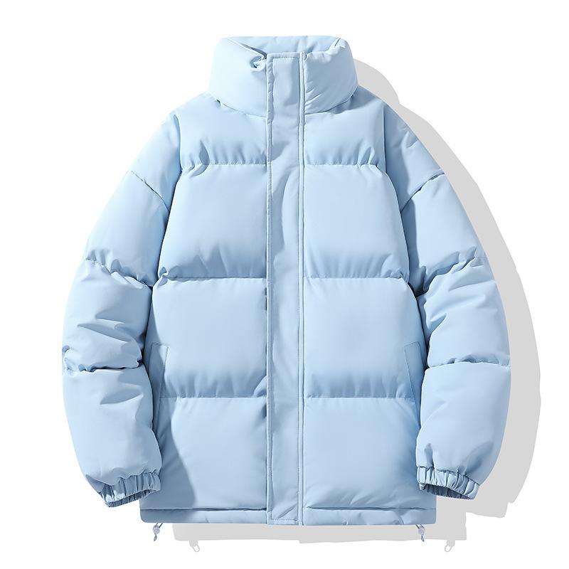 Men's Casual Padded Jacket Thickened Winter Coat Warm Stand Collar Solid Color Zip Up Jackets With Pockets Windproof Jacket Outwear for Men