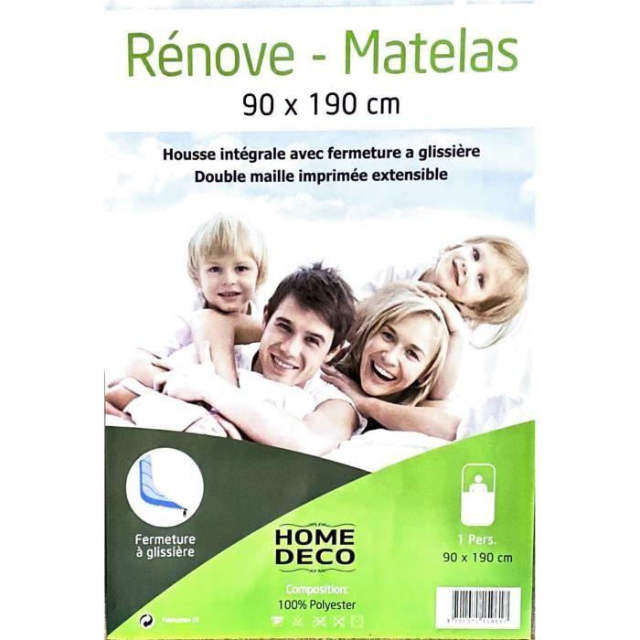 Housse de matelas - HOME DECO - Renove - 90 x 190 cm - 100% Polyester - Lavable à 30°