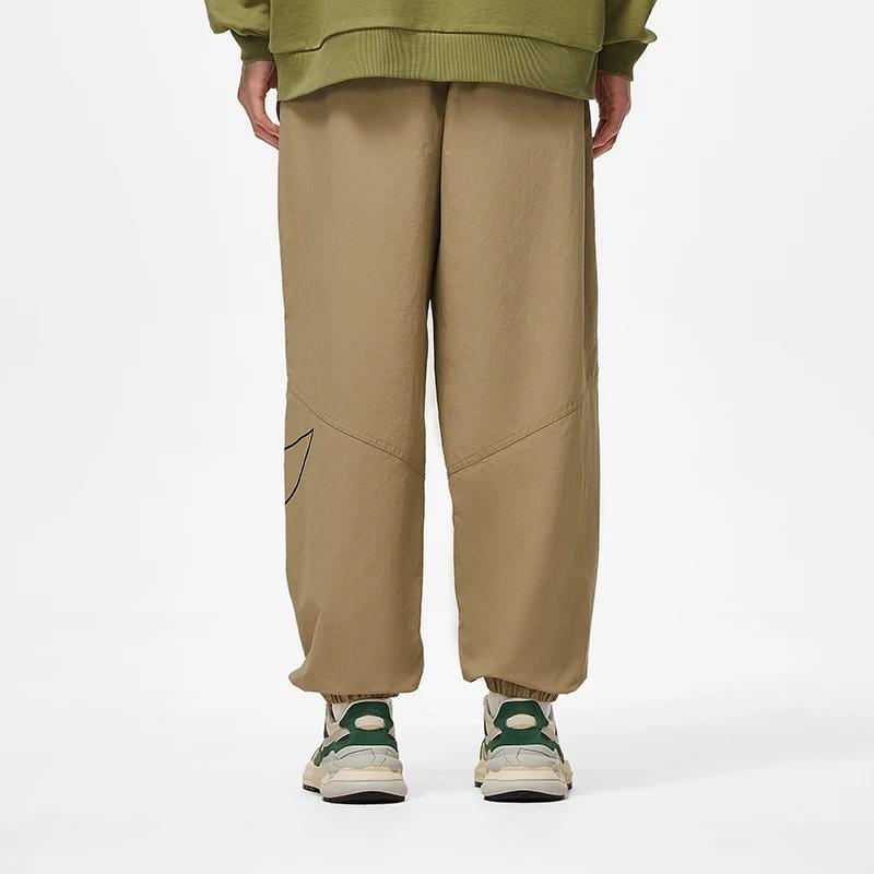 Li-Ning Plain Lace-Up Loose Fit Cuffed Knit Sports Pants Men bottoms Khaki AYKU663-2
