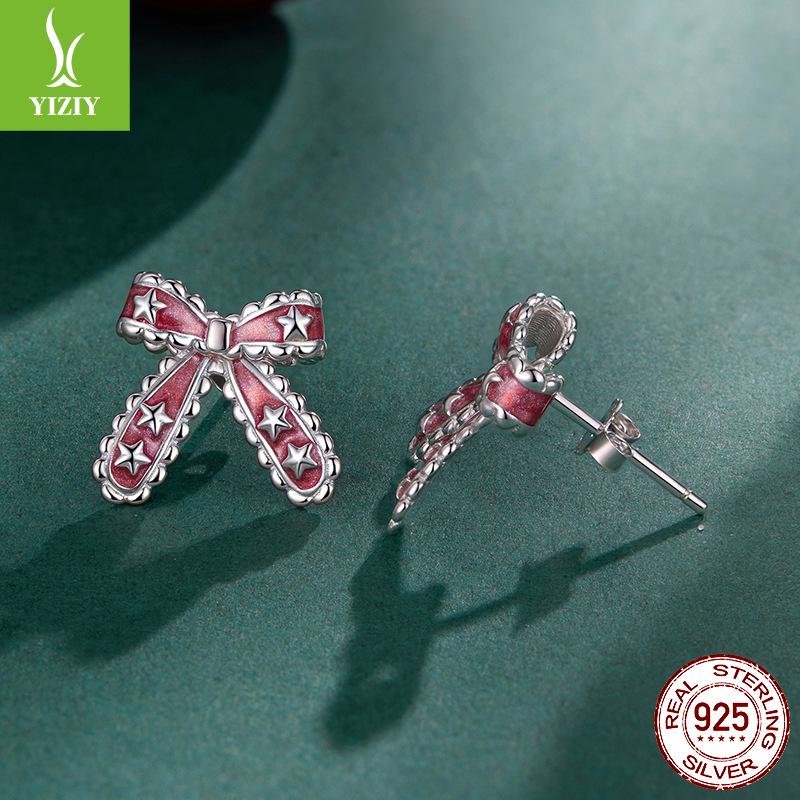 

Серьги-пусеты «Звезда с бантом» из стерлингового серебра Yinziyun на Рождество 925 Silver