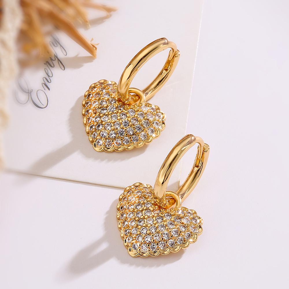 Zircon Heart Drop Earrings - Light Luxury, Simple & Versatile Design for Women