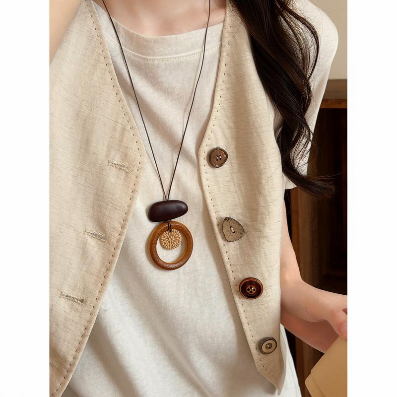 Retro new Chinese ethnic style woven long necklace women's high-end bohemian matching clothes old money accessories
