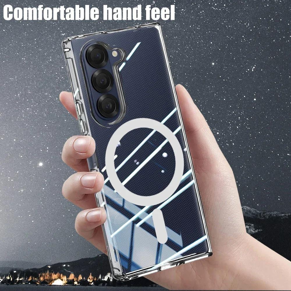 For Samsung Galaxy Z Fold7 5G Magnetic Case TPU + Acrylic Clear Phone Cover