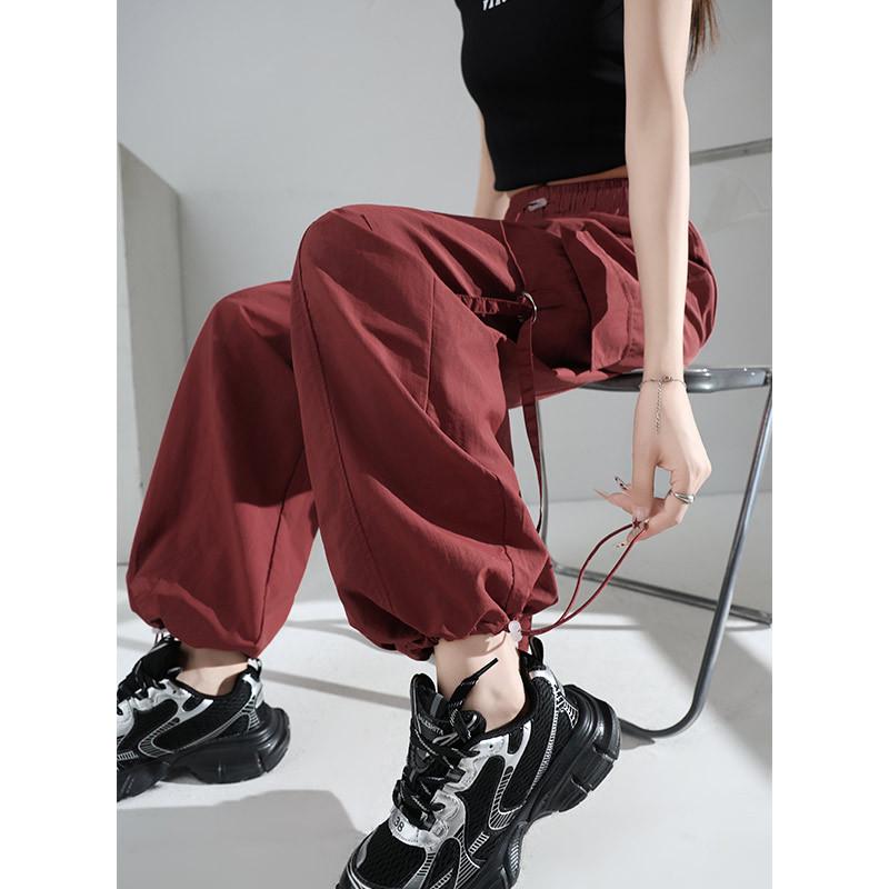 Women's High Waist Purple Parachute Jumpsuit - 2025 Loose Fit, Quick-Dry Ice Silk Hiking Pants
