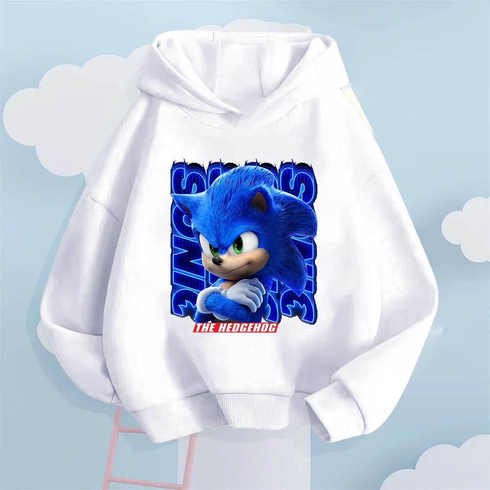 Full of Trendy Coolness! Sonic Dynamic Printed Kids' Hoodie, Let Children Become Energetic Street Cute and Cool Fashionistas