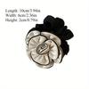 Elegant Camellia Hair Tie for Women High Elasticity Polyester Ponytail Holder Fashionable Versatile Black Fabric Scrunchie