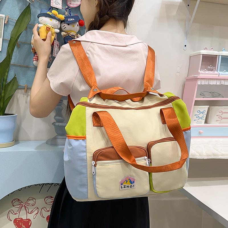 Contrasting travel bags can be expanded, lightweight sports bags, high-value large-capacity fitness bags, travel duffel bags, women