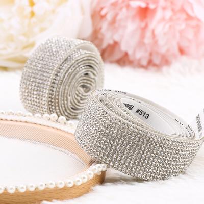 1 Yard Event Arts Crafts Phone Decoration Self-Adhesive Rhinestone Trim Tape Diamond Ribbon Crystal Sticker