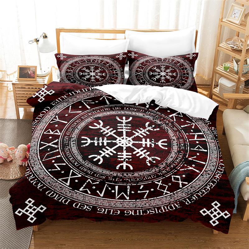 Three-Piece Viking Scandinavian Cultural Myth Quilt Cover