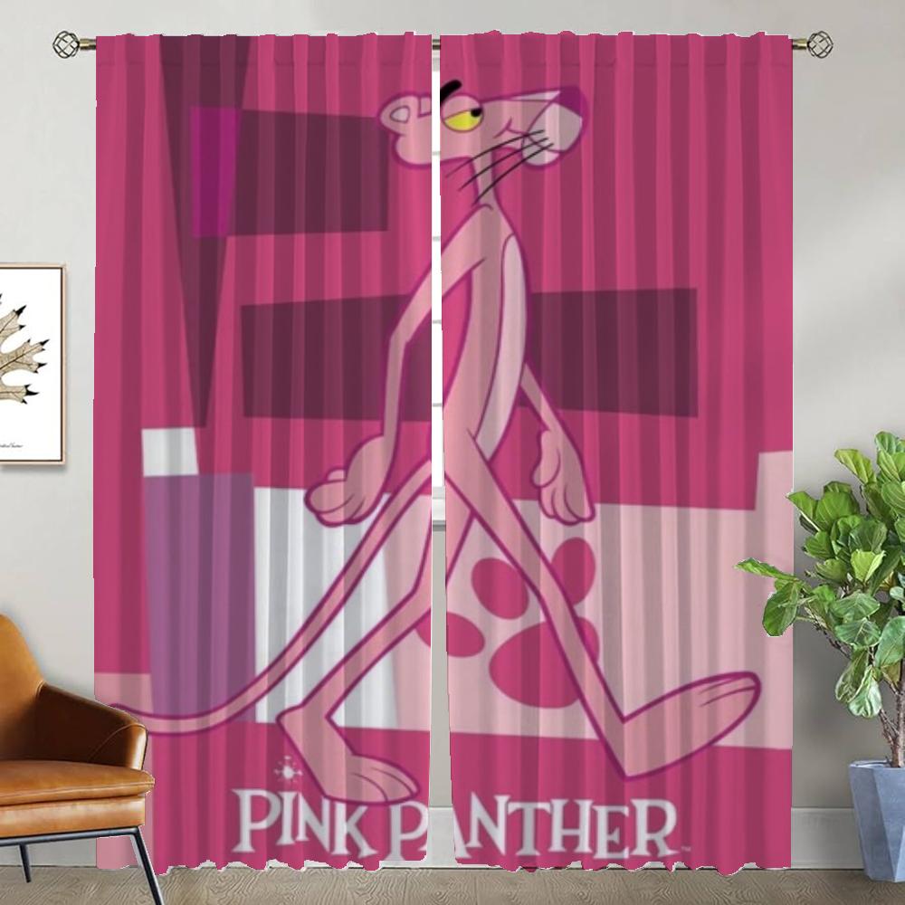 Oturma Odası için Mutfak Perdeleri Perde Pembe Panter Ev İç Mekan Perdeleri 2 Parça Bölme Cadılar Bayramı Dekorasyonu Jaluziler