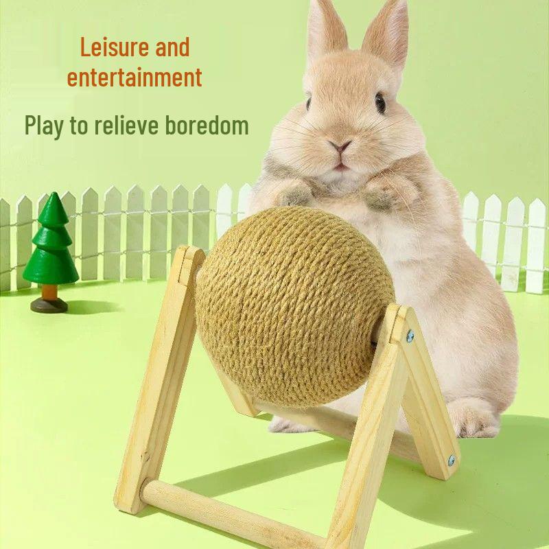 Durable Sisal Scratching Ball: Stress Relief & Teething Toy for Dwarf Rabbits