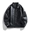 Herren PU-Leder Stehkragen Motorradjacke