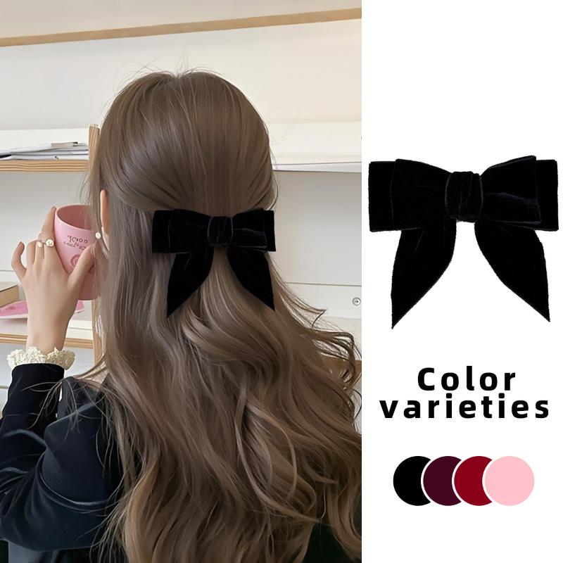 Retro Velvet Bow Hairpin For Women Fashion Bowknot Back Of The Head Hair Clip Versatile Ponytail Clip Headwear Hair Accessories