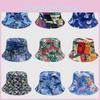 Tie Dye Fisherman Hat Uv Protection Assorted Colors Print Butterfly Cat Leaf Cap