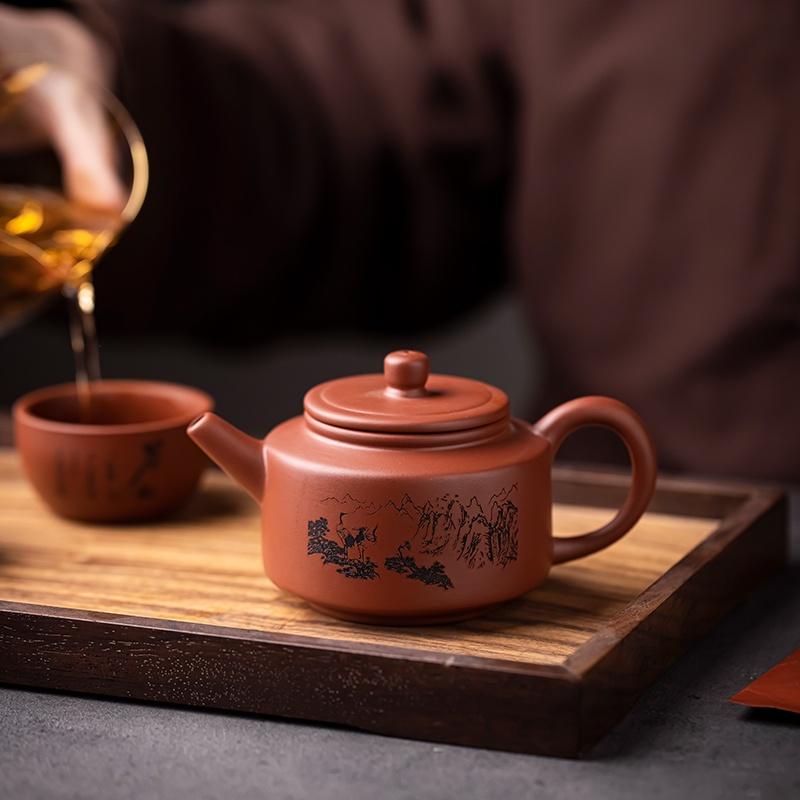180ml Purple Clay Ceramic Teapot Chinese Antique Style Red Clay Kung Fu Tea Set