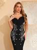 Elegant Cross-border Evening Gown: Sexy Suspender Dress with Glamorous Rhinestone Detailing