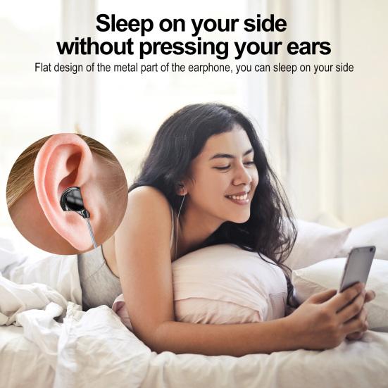 Wired Earphones In-Ear Noise Reduction Deep Bass Headphones with Microphone and Volume Control for Smartphone Laptop Computer