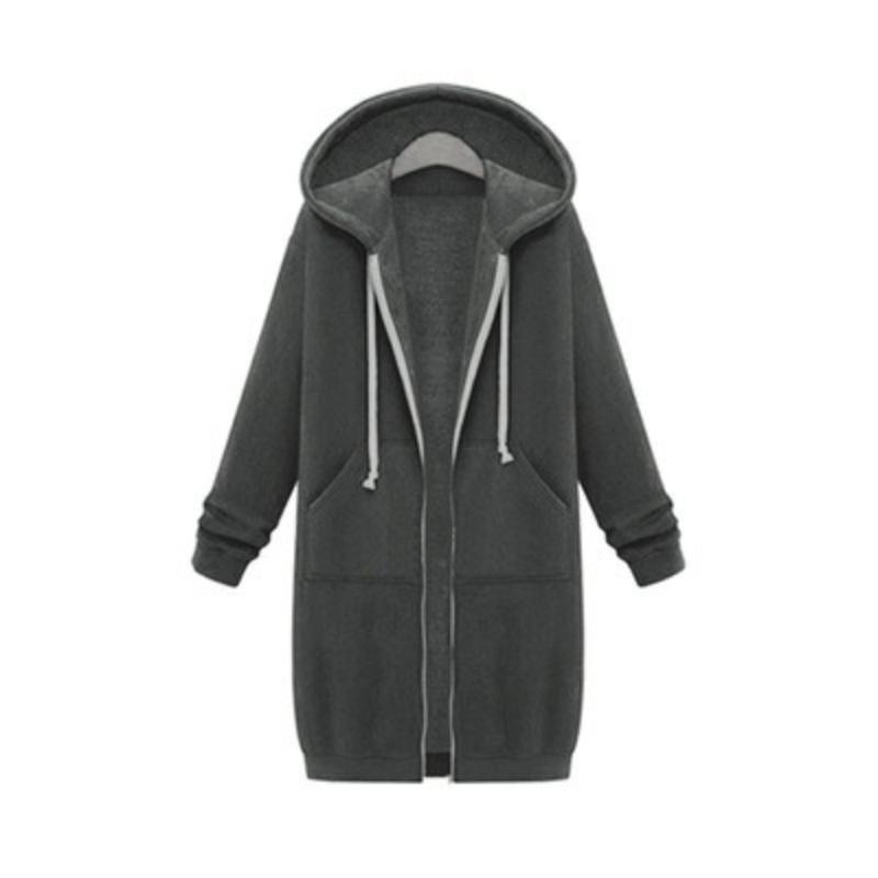 Autumn Winter Women's Casual Zip Up Hoodies Hoodies Long Sleeved Loose Hooded Jackets Zipper Pocket Maxi Size Sweatshirt Sports Outwear