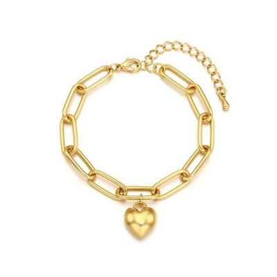 [MEHR! [HERZ] Goldene Herz-Kettenarmband OTBI23505NYY