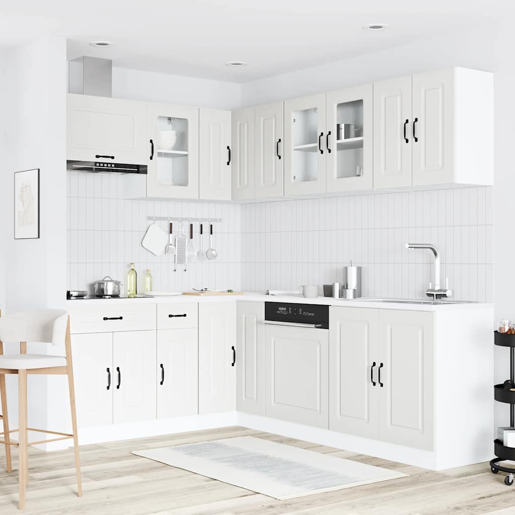 11 Piece Kitchen Cabinet Set Kalmar White Wood Based Panel