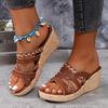 Roman Shoes Versatile Thick Soled Wedge Heel Cross Strap Height Increasing Casual Shoes Thick Soled Slippers