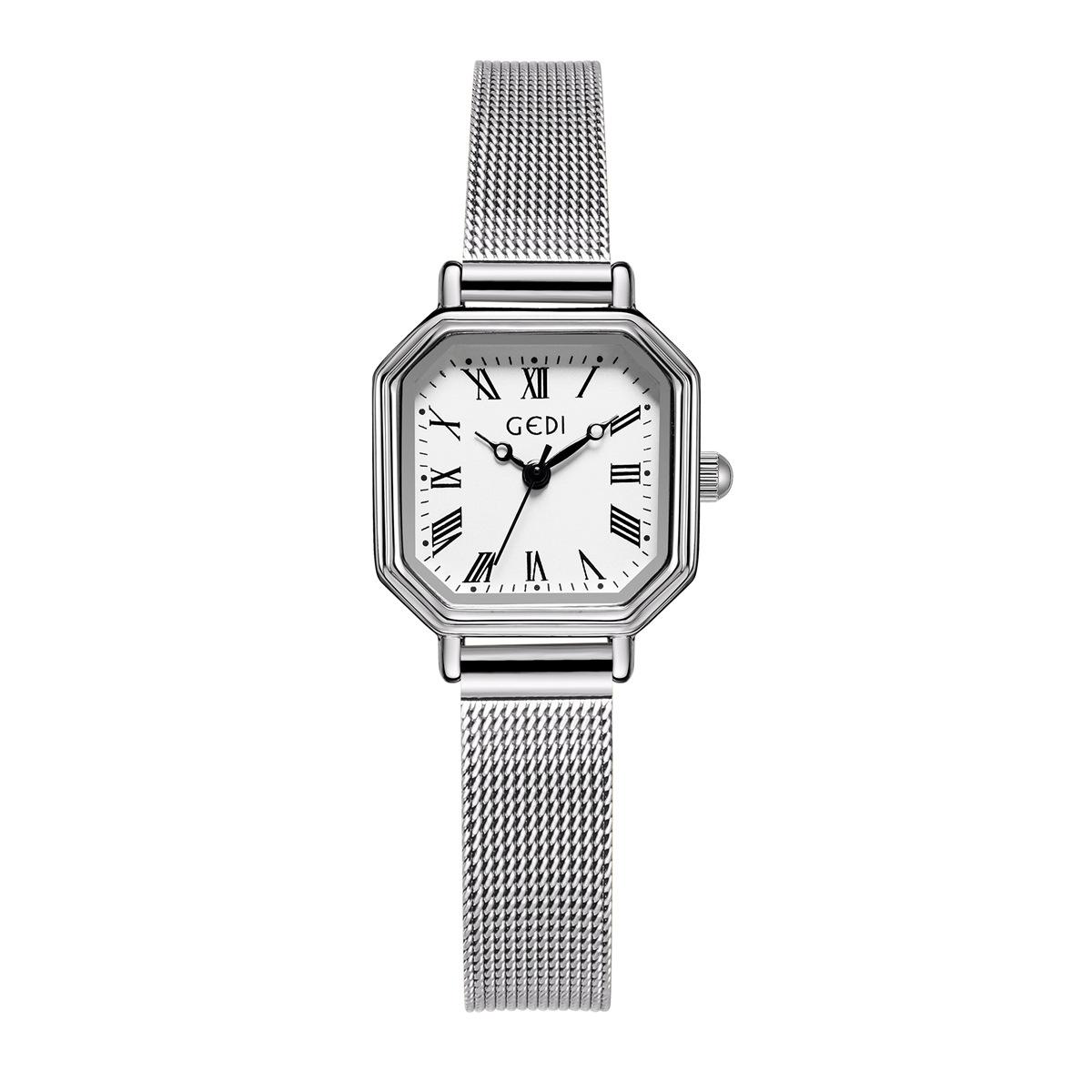 Vintage Roman Ladies Niche Light Luxury Small Square Disc Stainless Steel With Waterproof Quartz Watch