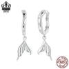 Boucles d'oreilles queue de poisson style océan: Argent Sterling S925 Élégant avec Placage Platine pour Femmes