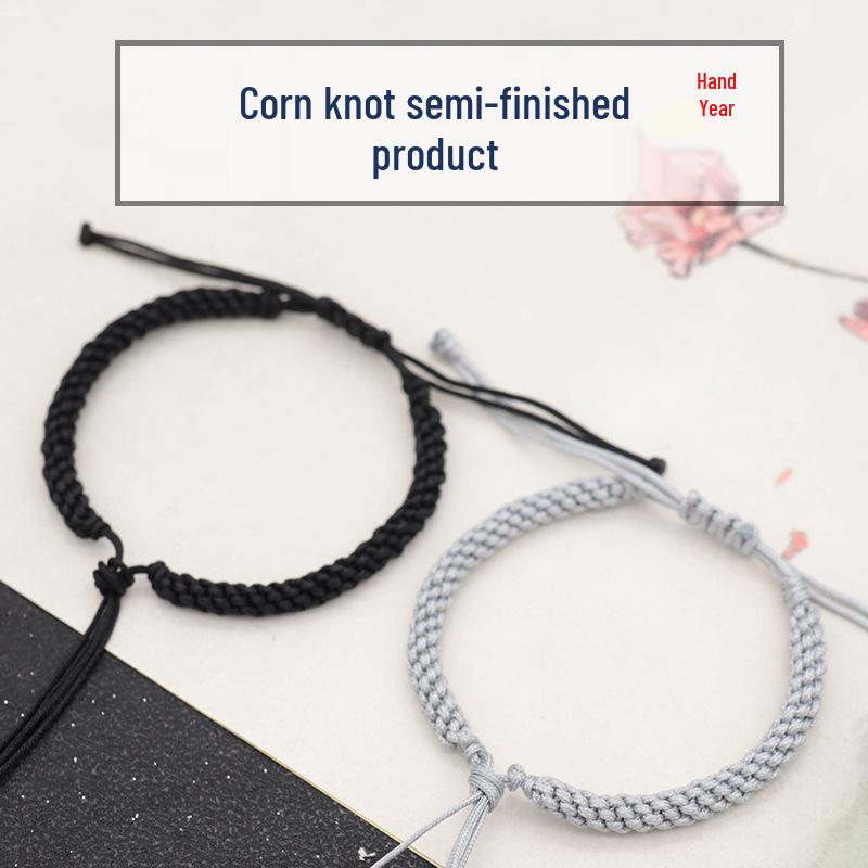 

Handmade Braided Corn Knot Bracelet with Beaded Peace Buckle - Unisex Red Rope Design for Couples червоний