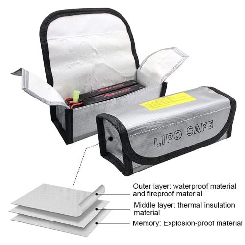 Set of 4 Lithium Battery Explosion-Proof Bags, Battery Cases, Safety Bags, Fireproof, Flame-Retardant Bags, Explosion-Proof Battery Storage Cases, Bat