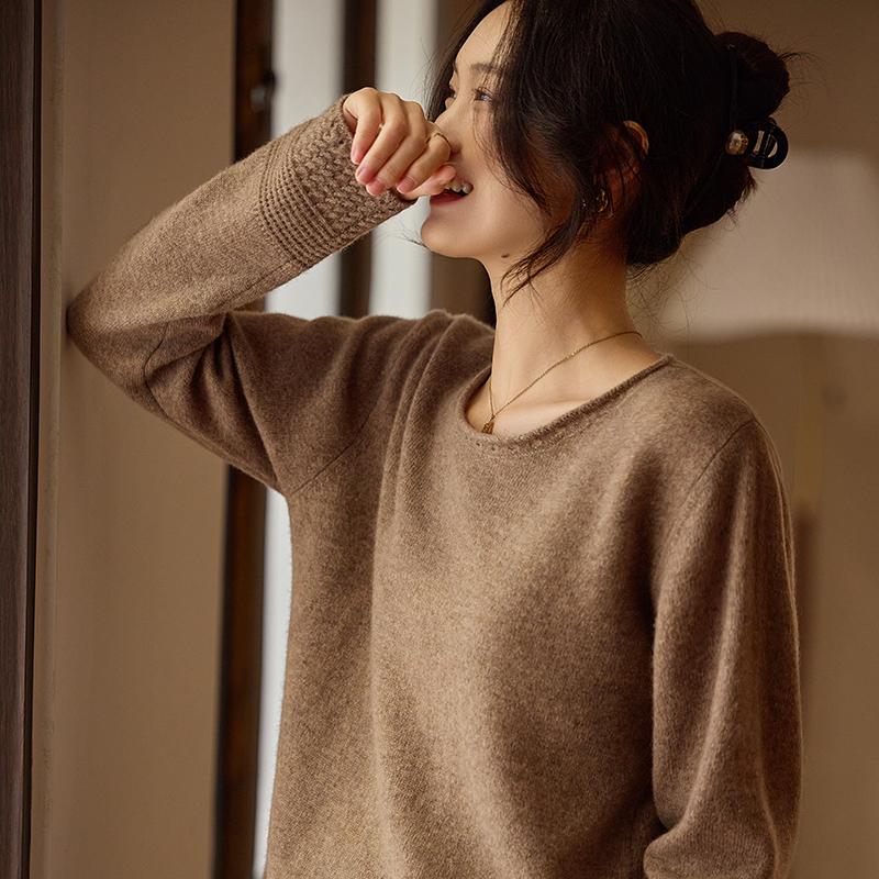 Women's Cashmere Sweater Qinghe Cashmere 30% Cashmere 70% Wool Autumn and Winter Pullover Warm and Fashionable