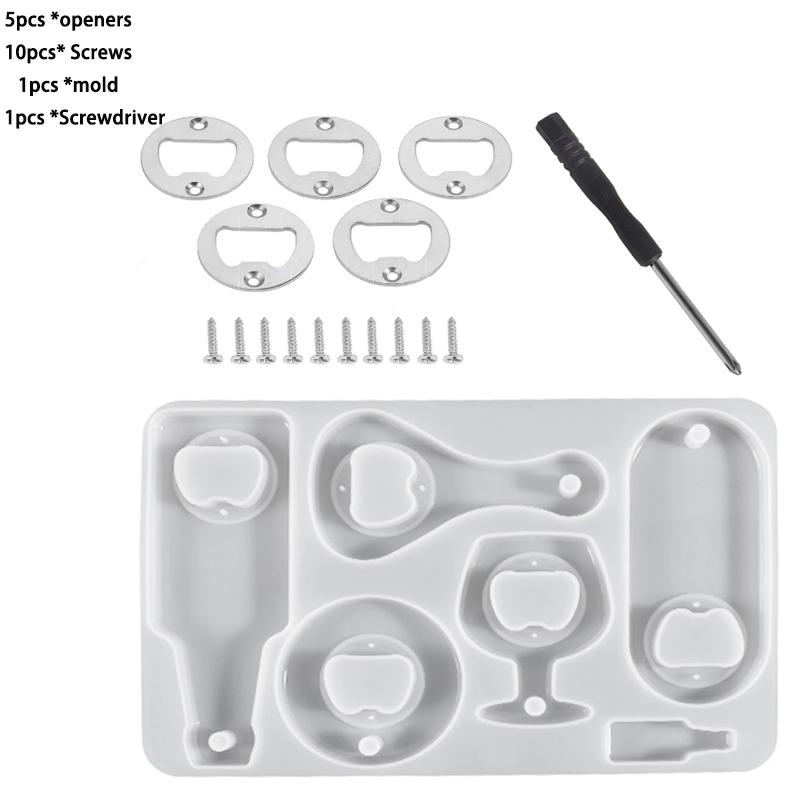 Bottle Opener Inserts Kit Stainless Steel Round Bottle Opener Inserts with Screws and Screwdriver for Bottle Opener DIY Mould1