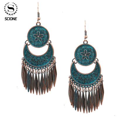 Fashionable Flower Earrings Ladies Metallic Tassel Pendant Earrings Charm Earrings