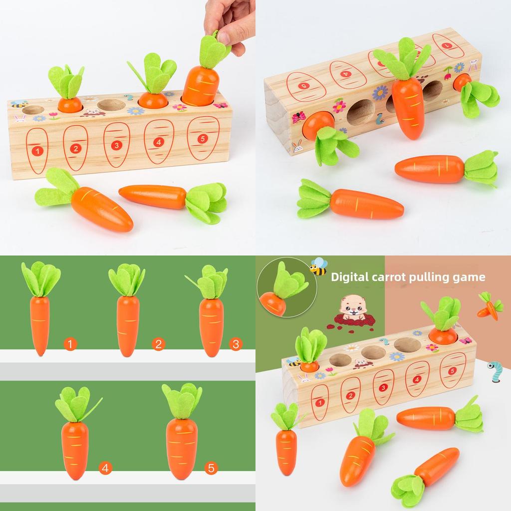 Wooden Digital Carrot Pulling Game For Kids Educational Toy For Ages 3 To 4
