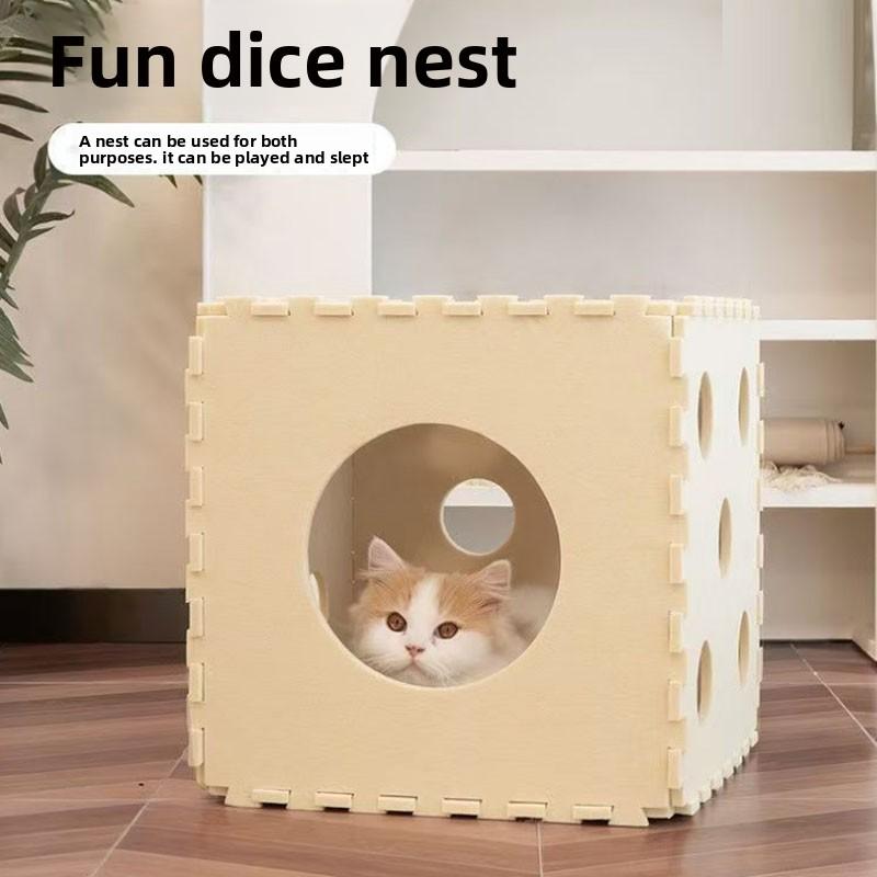 Creative Dice Cat Nest, Four Seasons Universal Cat Villa, Cat Avoid Toys, Catch and Wear-resistant Amusement Park for Pet