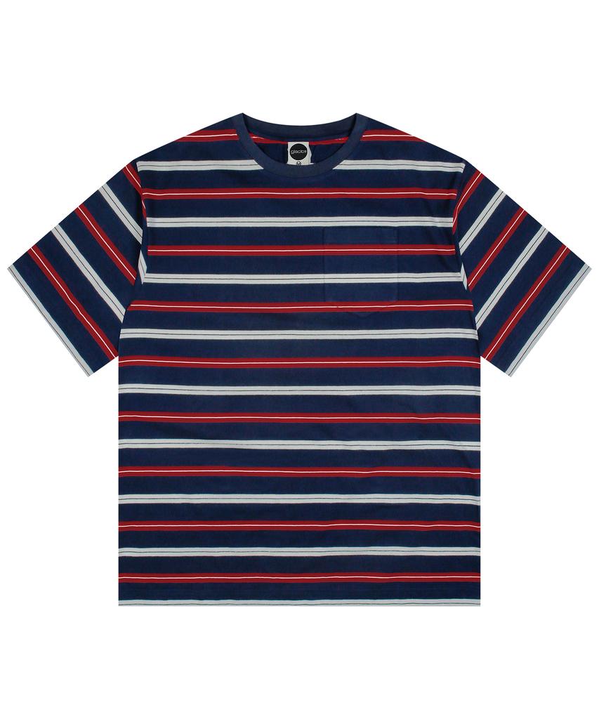 Gluck Gt141 Multi-Stripe Pocket T-Shirt (Navy)