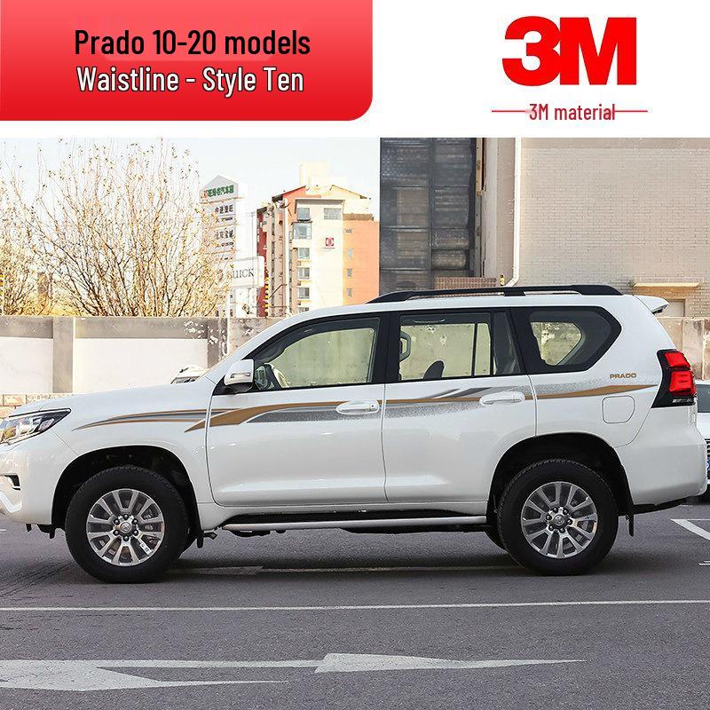Toyota Prado 10-22 Models Car Body Color Stripe Decal Waistline Sticker.