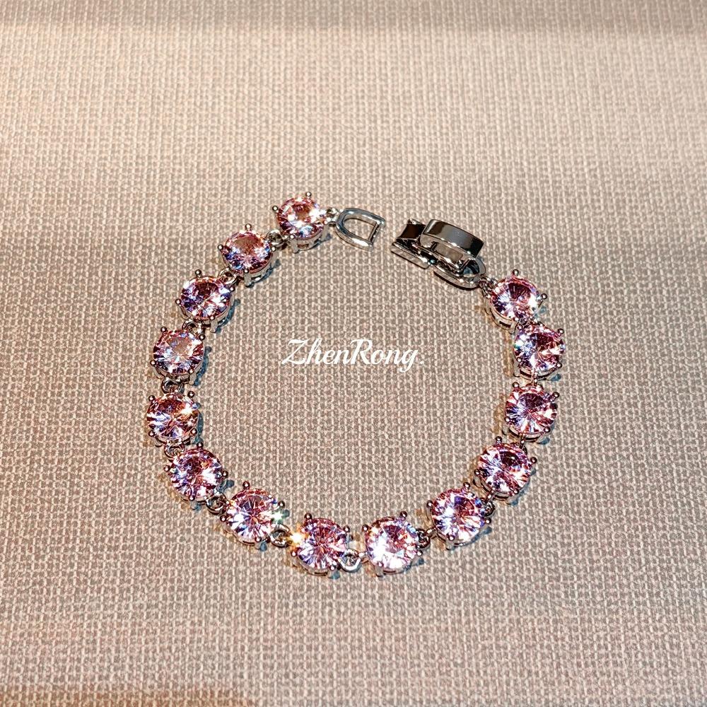 

Luxury Colorful Gemstone Bracelet for Women Elegant Multi Gem Beaded Bracelet with Full Diamonds Trendy Design