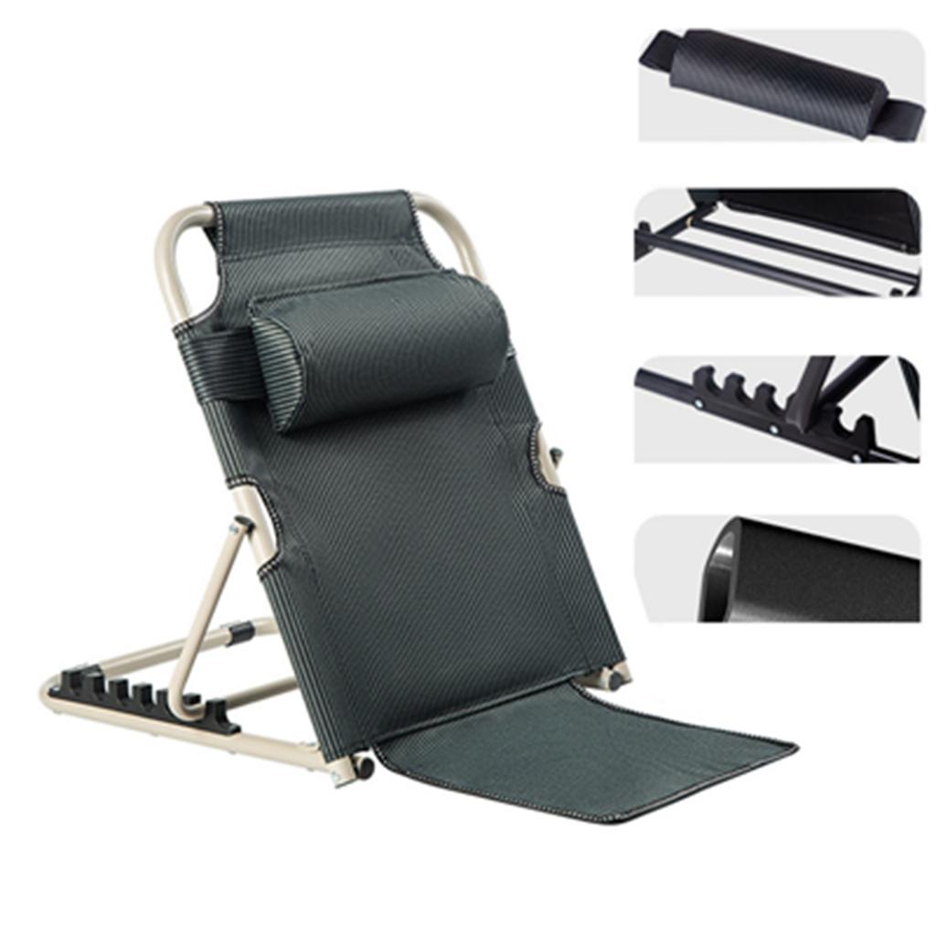 Dossier de lit Multi-Angle Réglable Support Stable Pliable Chaise de Lit avec Oreiller pour Personne Âgée Handicapé Bleu Foncé